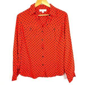 Vintage Jones New York Sport Red & Black Polka Dot Button Down Shirt Small
